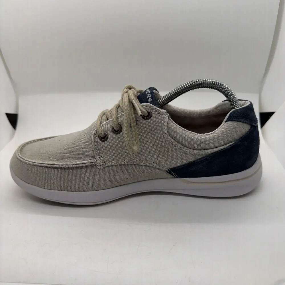 Size 8.5 Skechers Relaxed Fit Elent Arven Men's Boat Shoes Beige 65494